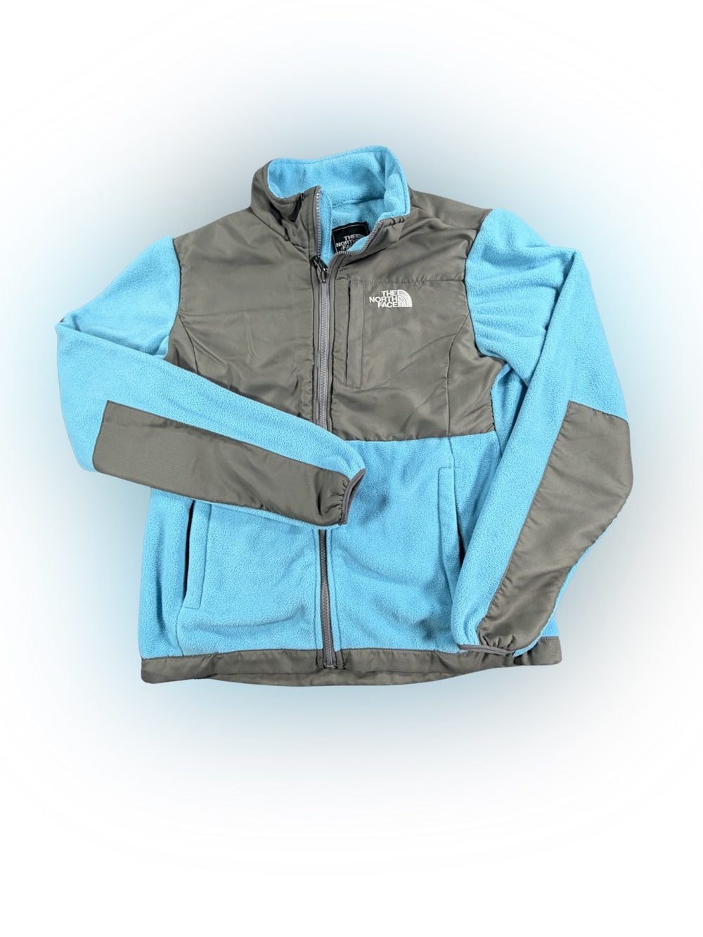 Women’s The North Face Blue and Gray Fleece Full Zip Jacket Size M